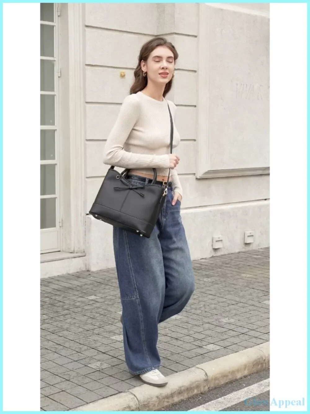 Vegan Leather Tote Satchel Shoulder Bag with Bow: Work Purse